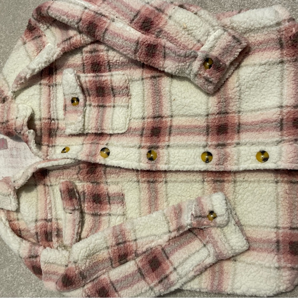 No Boundaries Pink and Cream Teddy Jacket Cozy Style